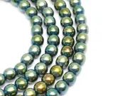 Margele sticla electroplacate 2.5mm iris verde auriu (sirag)