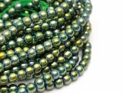 Margele sticla electroplacate 2.5mm iris verde auriu (sirag)