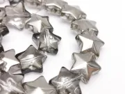 Margele sticla electroplacat stea 13x12mm gri metalic (sirag)