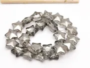 Margele sticla electroplacat stea 13x12mm gri metalic (sirag)