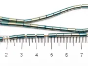 Margele de sticla tubulare 5x2.5mm iris verde (sirag)