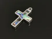 Pandantiv scoica Paua cruce 17x11mm