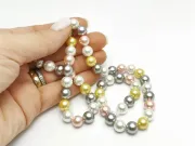 Sirag Perle tip mallorca 8mm mix gri roz auriu