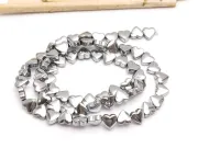 Sirag hematit inima 6x6mm argintiu deschis