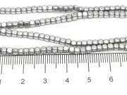 Sirag hematit cub rotunjit 3x3mm argintiu deschis