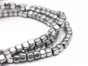 Sirag hematit cub rotunjit 3x3mm argintiu deschis