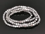 Sirag hematit cub rotunjit 3x3mm argintiu deschis