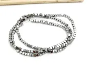 Sirag hematit hexagon 2x2mm argintiu deschis