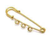 Ac de brosa otel inoxidabil 304 auriu placat IP cu trei bucle 50x16x7mm