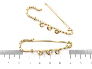 Ac de brosa otel inoxidabil 304 auriu placat IP cu trei bucle 50x16x7mm