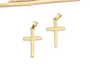 Charm otel inoxidabil 304 auriu placat IP cruce 33x19x2mm