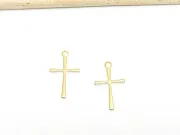 Charm otel inoxidabil 304 auriu cruce 16x10x0.7mm