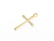 Charm otel inoxidabil 304 auriu cruce 16x10x0.7mm