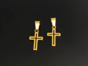 Charm otel inoxidabil 304 auriu placat IP cruce 18x10x1mm