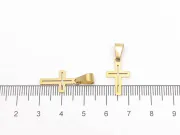 Charm otel inoxidabil 304 auriu placat IP cruce 18x10x1mm
