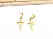 Charm otel inoxidabil 304 auriu placat IP cruce 18x10x1mm