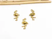 Charm otel inoxidabil 304 auriu placat IP flamingo 18.5x10x4mm
