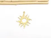 Charm otel inoxidabil 201 auriu placat IP soare 28x24x1.5mm