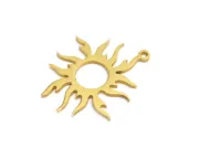 Charm otel inoxidabil 201 auriu placat IP soare 28x24x1.5mm