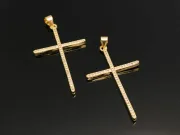Charm cruce din cubic zirconia auriu 41x24mm