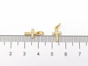 Charm cruce din cubic zirconia auriu 11x6.5mm