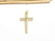 Charm cruce din cubic zirconia auriu 33x19mm