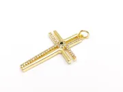 Charm cruce din cubic zirconia auriu 33x19mm
