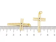Charm cruce din cubic zirconia auriu 33x19mm