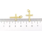 Charm cruce din cubic zirconia auriu 20x13mm