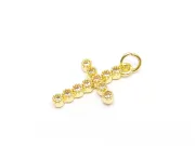 Charm cruce din cubic zirconia auriu 20x13mm