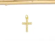 Charm cruce din cubic zirconia auriu 20x13mm
