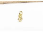 Charm ursulet din cubic zirconia auriu 10.5x6mm