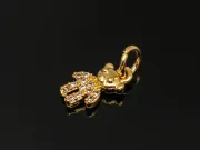 Charm ursulet din cubic zirconia auriu 10.5x6mm