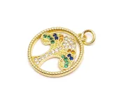 Charm copacul vietii din cubic zirconia 20.5x18mm auriu