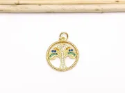 Charm copacul vietii din cubic zirconia 20.5x18mm auriu