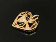 Charm inima din cubic zirconia 23x22mm auriu