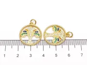 Charm copacul vietii din cubic zirconia 20.5x18mm auriu