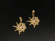 Charm soare si luna din cubic zirconia 22x19mm auriu