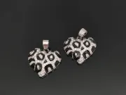Charm inima animal print din cubic zirconia 20x19mm argintiu