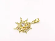 Charm soare si luna din cubic zirconia 22x19mm auriu