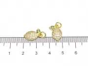 Charm lamaie din cubic zirconia auriu 14x10mm