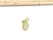 Charm lamaie din cubic zirconia auriu 14x10mm