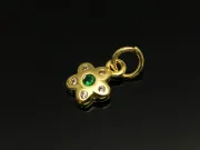 Charm floare din cubic zirconia auriu 9.5x7x2mm verde