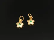 Charm floare din cubic zirconia auriu 9.5x7x2mm verde