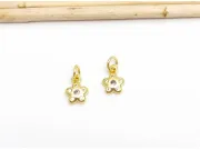 Charm floare din cubic zirconia auriu 9.5x7x2mm lila