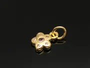 Charm floare din cubic zirconia auriu 9.5x7x2mm lila