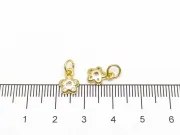 Charm floare din cubic zirconia auriu 9.5x7x2mm roz