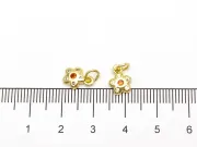 Charm floare din cubic zirconia auriu 9.5x7x2mm portocaliu