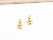 Charm floare din cubic zirconia auriu 9.5x7x2mm portocaliu