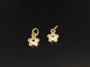 Charm floare din cubic zirconia auriu 9.5x7x2mm marin